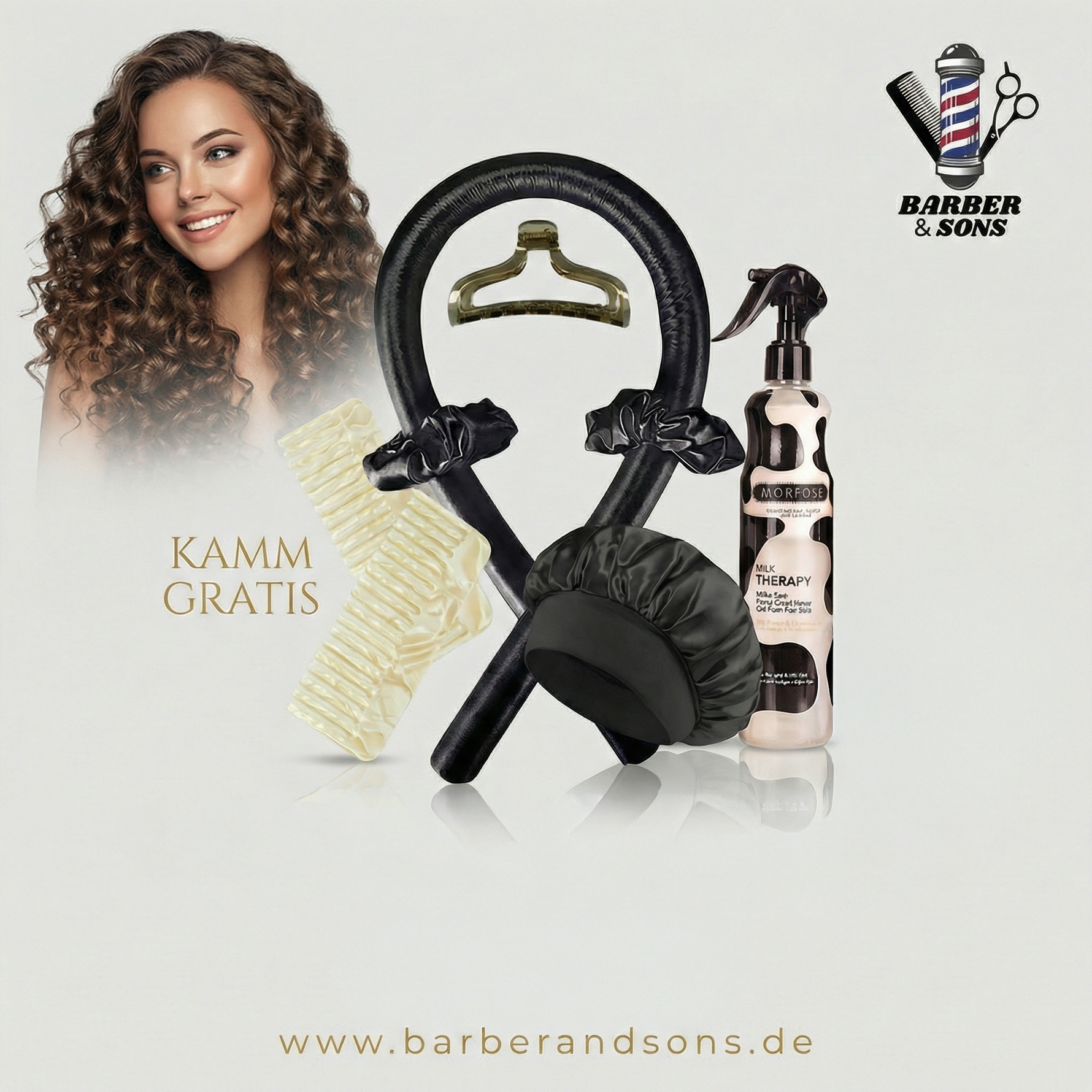 Hair Repair & Glow (Morfose 2Phase Conditioner, Heatless Curls, Haarhaube, Acetat-Marmor-Kamm)