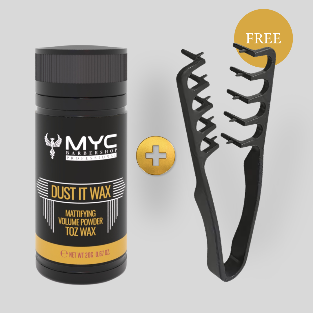 Styling and volumizing comb with hair wax powder