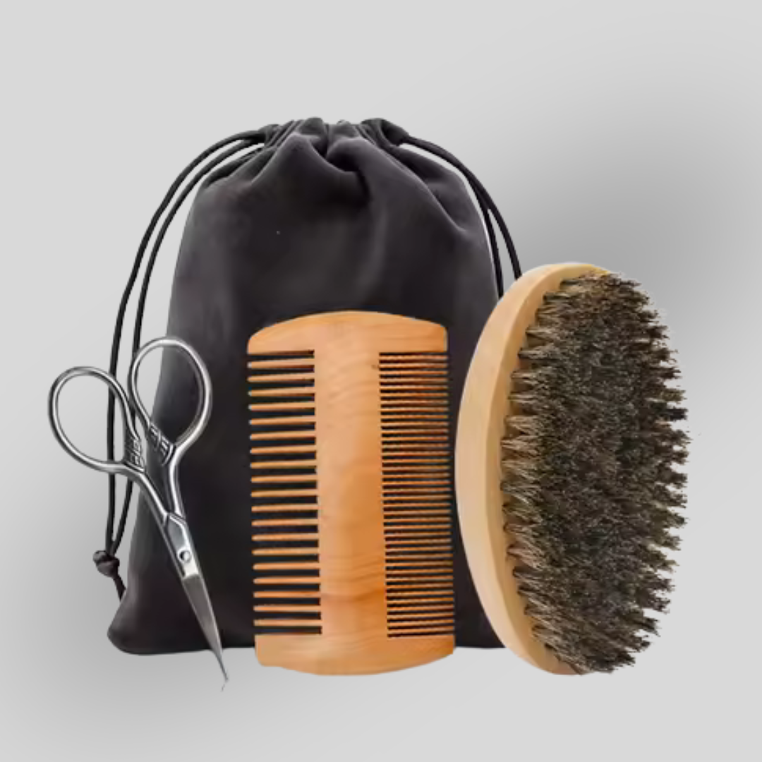 Beard Care & Styling Set – Beard Brush, Beard Scissors, Beard Comb & Nourishing Beard Oil | Professional Barbershop Quality